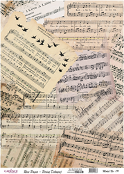 Cadence Reispapier Decoupage Vintage Notenblatt 30x42 cm kreativ
