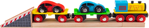 BigJigs Holz Auto Transportzug - Spielzeugzug mit Autos