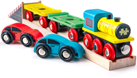 BigJigs Holz Auto Transportzug - Spielzeugzug mit Autos-2