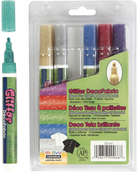 Creativ Company Glitzer Textilmarker Set 6 Stück - Textilstifte