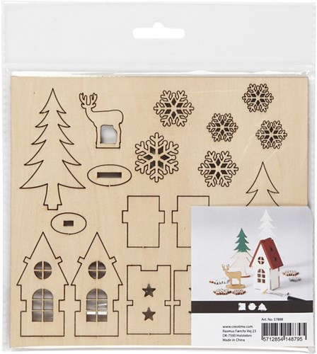 Creativ Company Holz Weihnachtsdeko Haus DIY Bastelset für Kinder