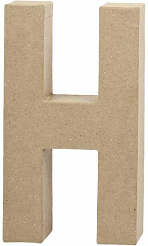 Creativ Company Pappmaché Buchstabe H - Bastelmaterial 20,5cm braun