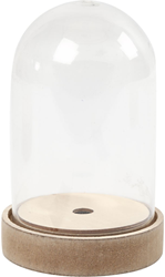 Creativ Company Glasglocke Dekoration auf Holzsockel transparent 12,5 cm