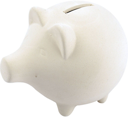 Creativ Company Spardose Schwein Terrakotta weiß 14 cm 10 Stück