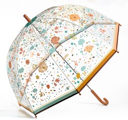 Djeco Regenschirm Little flowers - transparenter Blumen-Regenschirm für Erwachsene