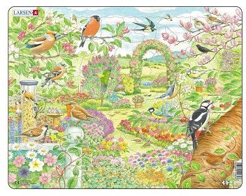 Legpuzzle Tiere Gartenvögel und Blumen - Lernspiel aus Karton 60 Teile