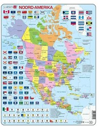 Legpuzzle Karte Nordamerika mit Staaten und Flaggen - Lernspielzeug Karton 70 Teile