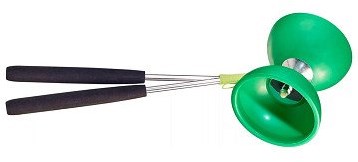 Eureka Diabolo Spielzeug Rubber Diabolo mit Aluminium Stäben - dunkelgrün
