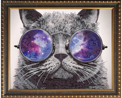 Diamond Painting Bild Katze mit Sonnenbrille 40x50cm Tiere Leinwand