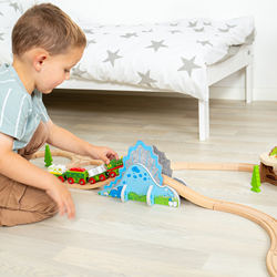 BigJigs Holz Dinosaurier Zug Tunnel - Dino Riser Tunnel Spielzeug