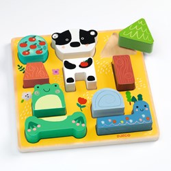Djeco Holzpuzzle Puzz & Match Happy - FSC 100% nachhaltiges Spielzeug