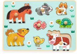 Djeco Holzpuzzle - Kleinkind Spielzeug Dog'n'Co mit großen Knöpfen