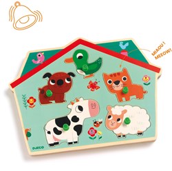 Djeco Holz Geräuschepuzzle Ouaf woof - Bauernhoftiere FSC