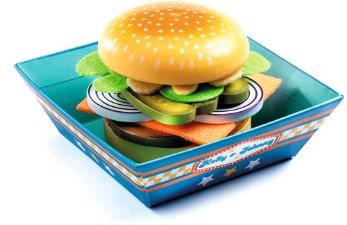 Djeco Küchenspielzeug Kelly & Johnny - Holz Hamburger Set-2