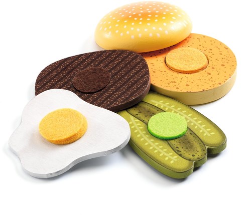 Djeco Küchenspielzeug Kelly & Johnny - Holz Hamburger Set-3