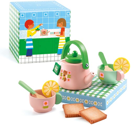 Djeco Teeservice Spielset - Holz Teeset FSC 100% - Rollenspiel