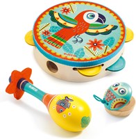 Djeco Musikset Tamburin Maracas Kastagnette FSC Holz Kinder