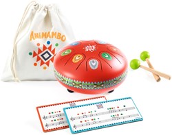 Djeco Musikinstrument Spielzeug - Animambo Zungentrommel rot 8 Töne FSC