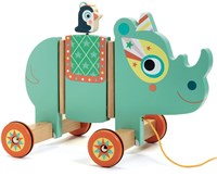 Djeco Holz Nachziehtier Nashorn Vilma Babyspielzeug