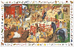 Djeco Puzzle Pferdereiten - Beobachtungspuzzle 200 Teile mit Poster