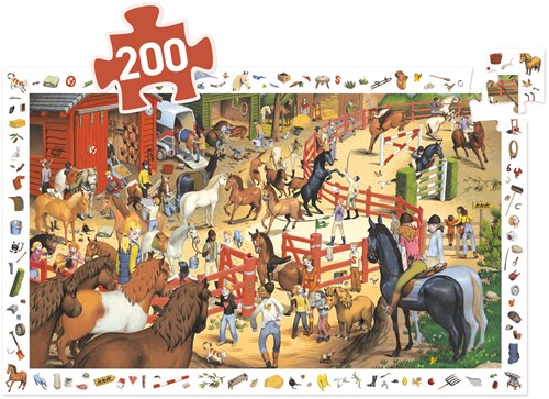 Djeco Puzzle Pferdereiten - Beobachtungspuzzle 200 Teile mit Poster-2