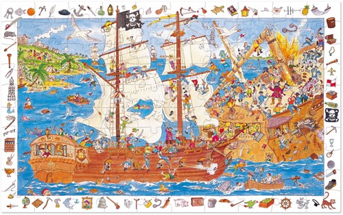 Djeco Puzzle Pirates - 100 Teile FSC Karton Beobachtungsspiel