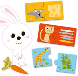 Djeco Duo Puzzle Tiere - Lernspielzeug für Kleinkinder FSC Karton