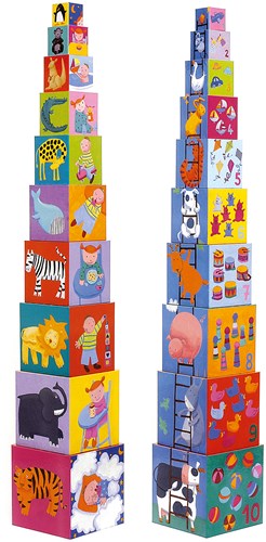 Djeco Holzbausteine Stapelblöcke Funny blocks FSC Karton-2