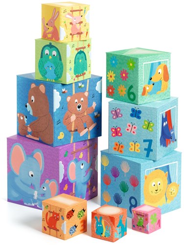 Djeco Holzbausteine Rainbow blocks - bunte Stapelwürfel FSC