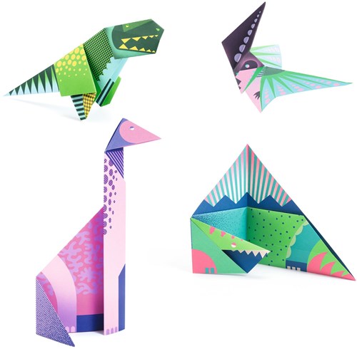 Djeco Origami Dinosaurier Bastelset - FSC Papier - Kreative Aktivität