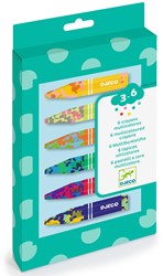 Djeco Farben 6 mehrfarbige Wachsmalstifte für Kinder