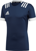 Adidas Rugbyshirt Herren 3-Stripes Navy Weiß - Größe 2XL Sportshirt