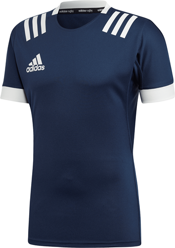 Adidas Rugbyshirt Herren 3-Stripes Navy Weiß - Größe 2XL Sportshirt