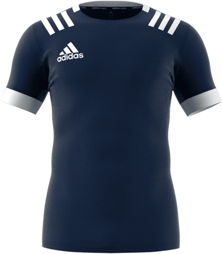 Adidas Rugbyshirt Herren 3-Stripes Navy Weiß - Größe 2XL Sportshirt-3