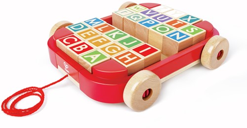 Hape Nachziehwagen mit Stapelbausteinen