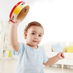 Hape Holz Tamburin Musikinstrument für Kinder bunt