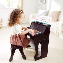 Hape Piano mit Leuchttasten schwarz - Musikspielzeug mit Hocker