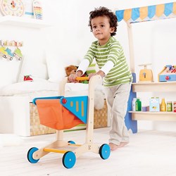 Hape Holz Einkaufswagen Spielzeug - Rollenspiel Einkaufswagen blau