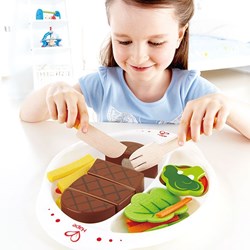 Hape Holzspielzeug Steak und Gemüse Mahlzeit - Spielset