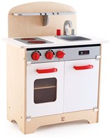 Hape Spielküche - weiße Holzküche für Kinder mit Ofen und Kühlschrank-2