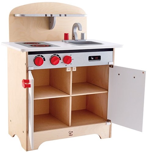 Hape Spielküche - weiße Holzküche für Kinder mit Ofen und Kühlschrank-3