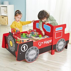 Hape Holzeisenbahn Tisch No.1 Loktisch - faltbar und ride-on