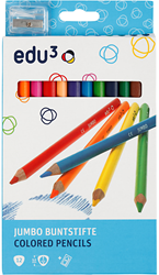Edu Jumbo Buntstifte Set dreieckig dick 12 Stück mit Anspitzer