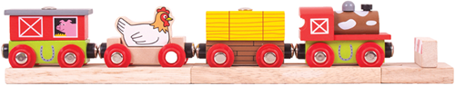 BigJigs Holzeisenbahn Farmyard - Bauernhof Spielzeug Zugset