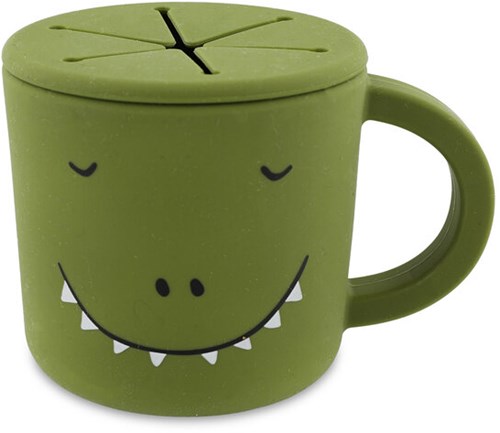 Trixie Silikon Snackbecher - Mr. Dino - Snackbecher für Babys und Kleinkinder - grün
