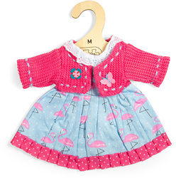 BigJigs Puppenkleidung Flamingo Kleid rosa Cardigan - Puppenoutfit Medium