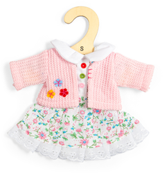 BigJigs Puppenkleidung Blumen Kleid und Strickjacke - Puppenoutfit