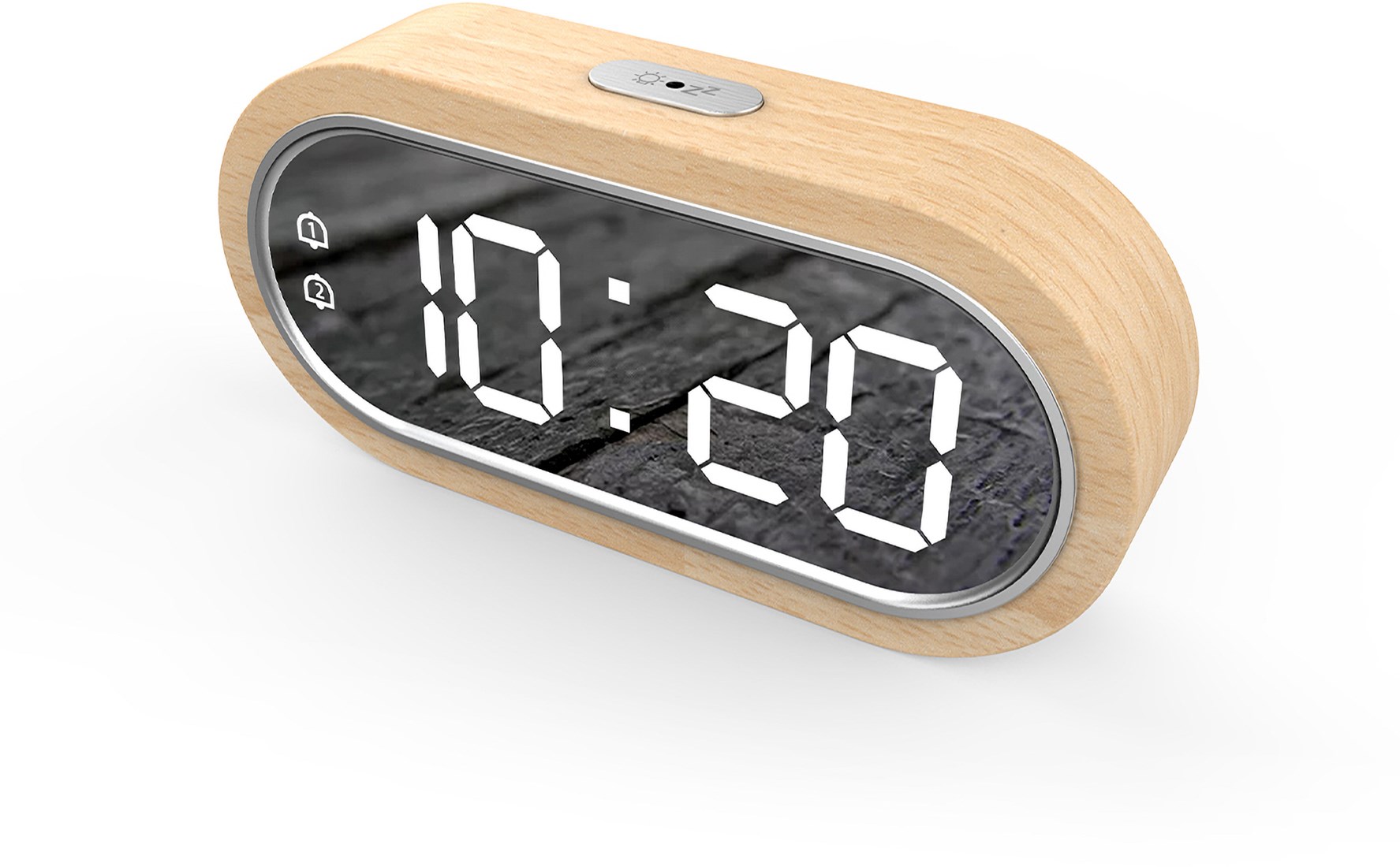 Attalos Digitaler Wecker Zwei Weckzeiten Holz USB AAA