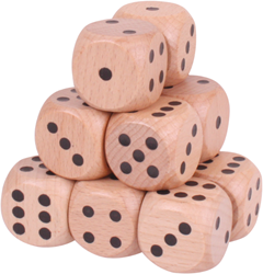 BigJigs Holz Würfel groß - Set mit 12 natürlichen Spielwürfeln