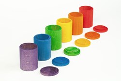 Grapat Holzspielzeug Becher mit Deckel - buntes Lernspielzeug
